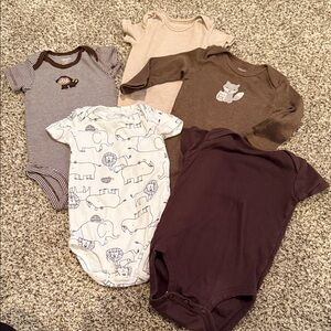 Assorted Baby Animal Print and Neutral Onesies
